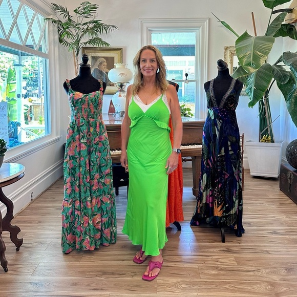 FARM Rio Lime Green Slip Dress S - Picture 6 of 6